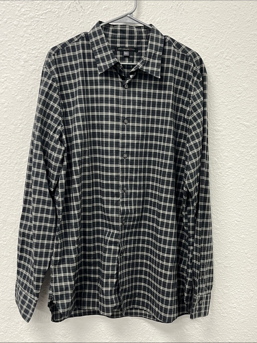 John Varvatos Star Black & White Plaid Button-Up Shirt #1273